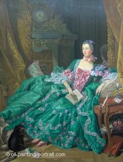 Oil Painting Reproduction - Portrait of Madame de Pompadour - Francois Boucher